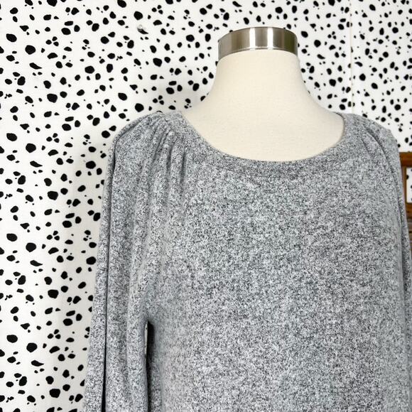NEW Loft | Grey Puff Long Sleeve Marled Knit Pullover Sweater NWT S - Picture 3 of 11